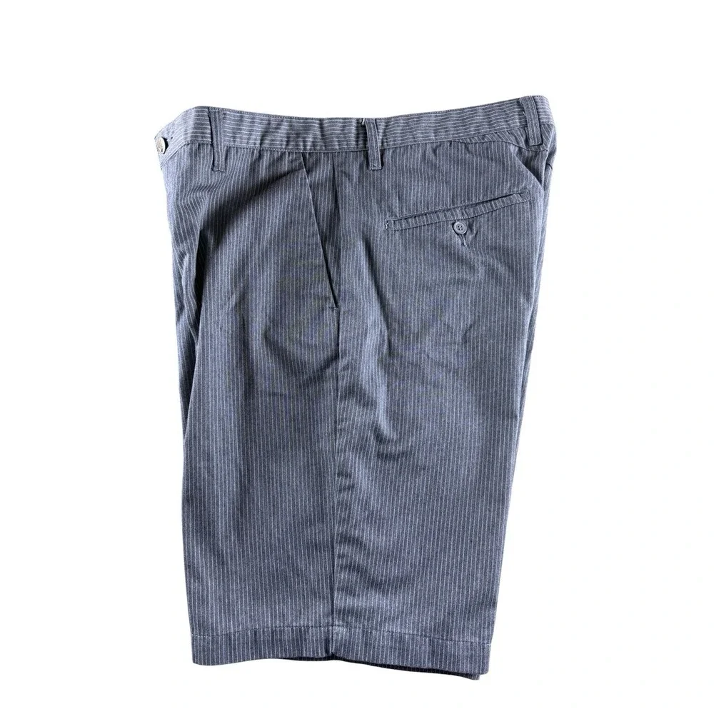 VOLCOM Frickin Stripe Shorts Mens 36 Gray Pinstripe Chino Hybrid Logo
